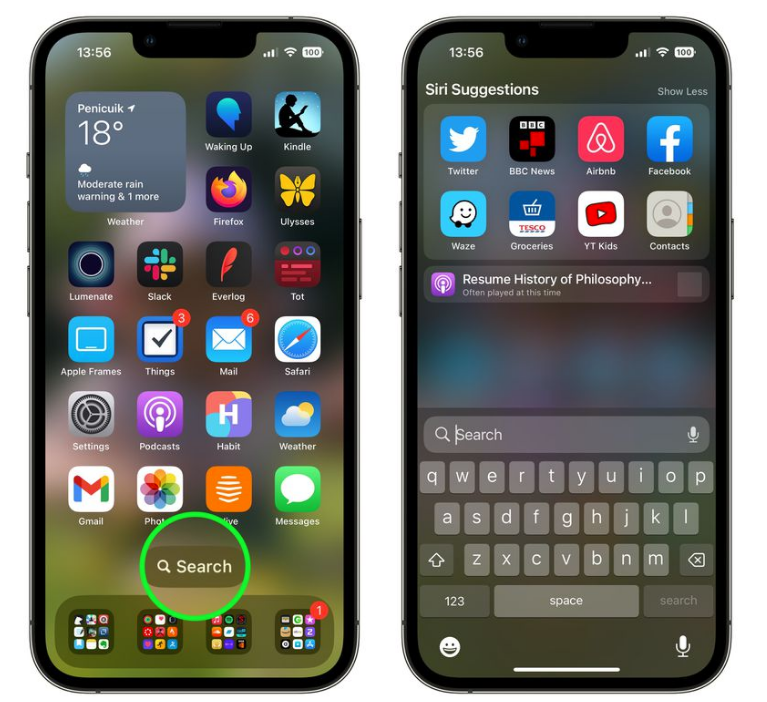 上杭苹果手机维修分享升级到 iOS 16 后，如何删除主屏幕上的搜索按钮 