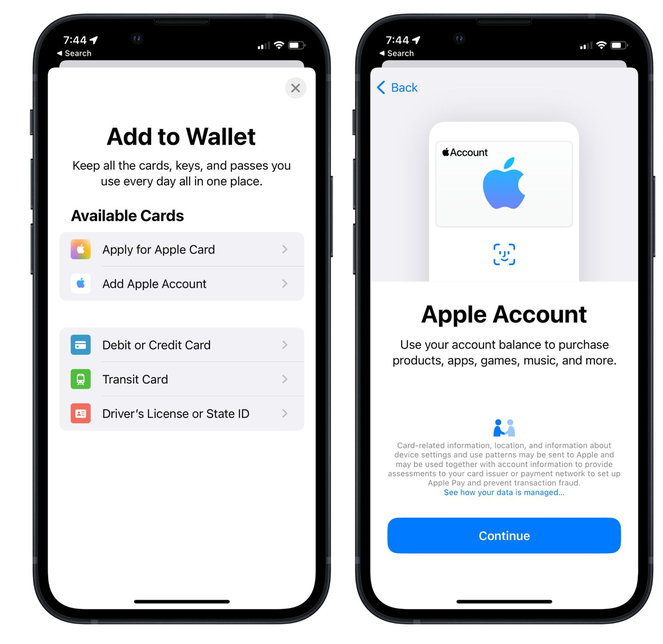 上杭苹果手机维修分享iOS 15.5钱包App如何添加 Apple 账户 