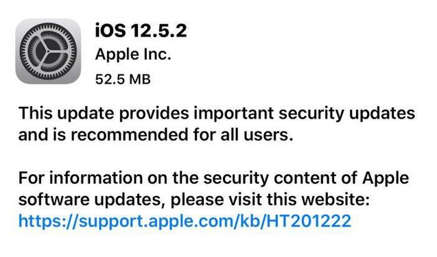 上杭苹果手机维修分享iOS12.5.2发布，建议所有老苹果用户安装 